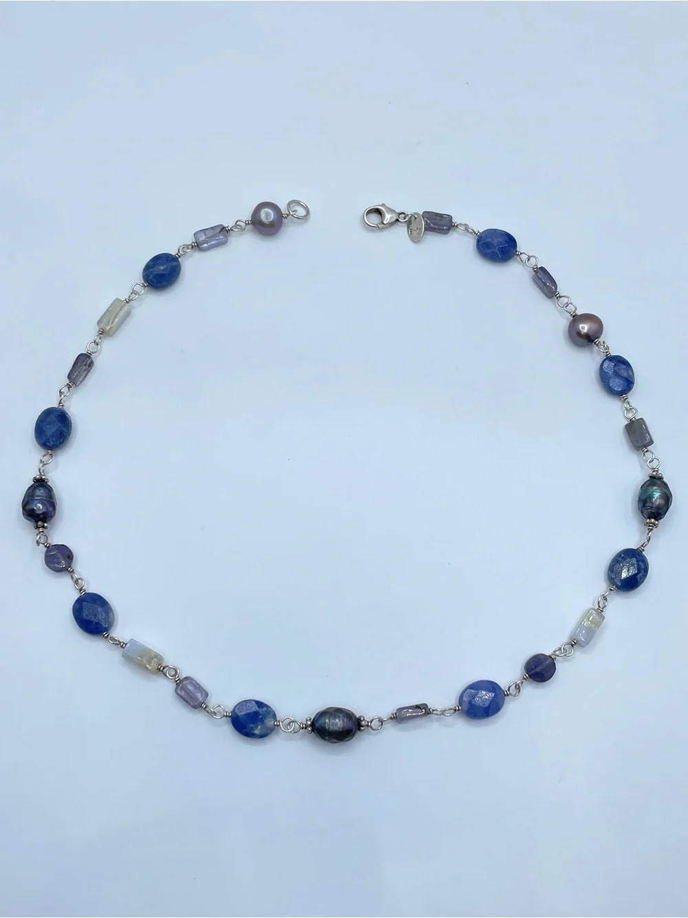 Silpada Sterling Silver Peacock Pearl Sodalite Quartz Agate Beaded Necklace